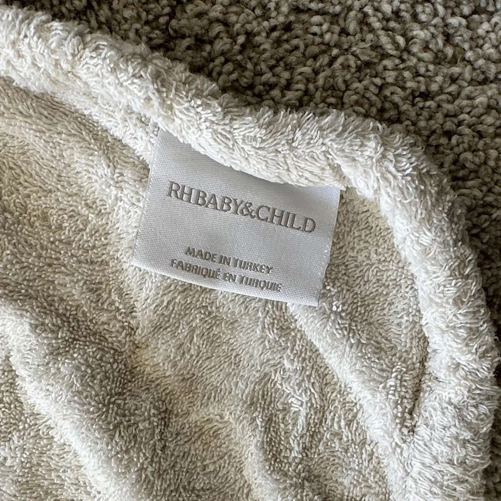 Restoration Hardware Gray and Pink Bunny Hooded Bath Towel
